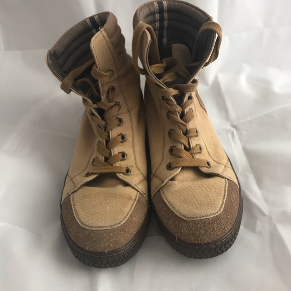 Men’s Levi’s Brown Canvas Boots Size 9 - Picture 4 of 6